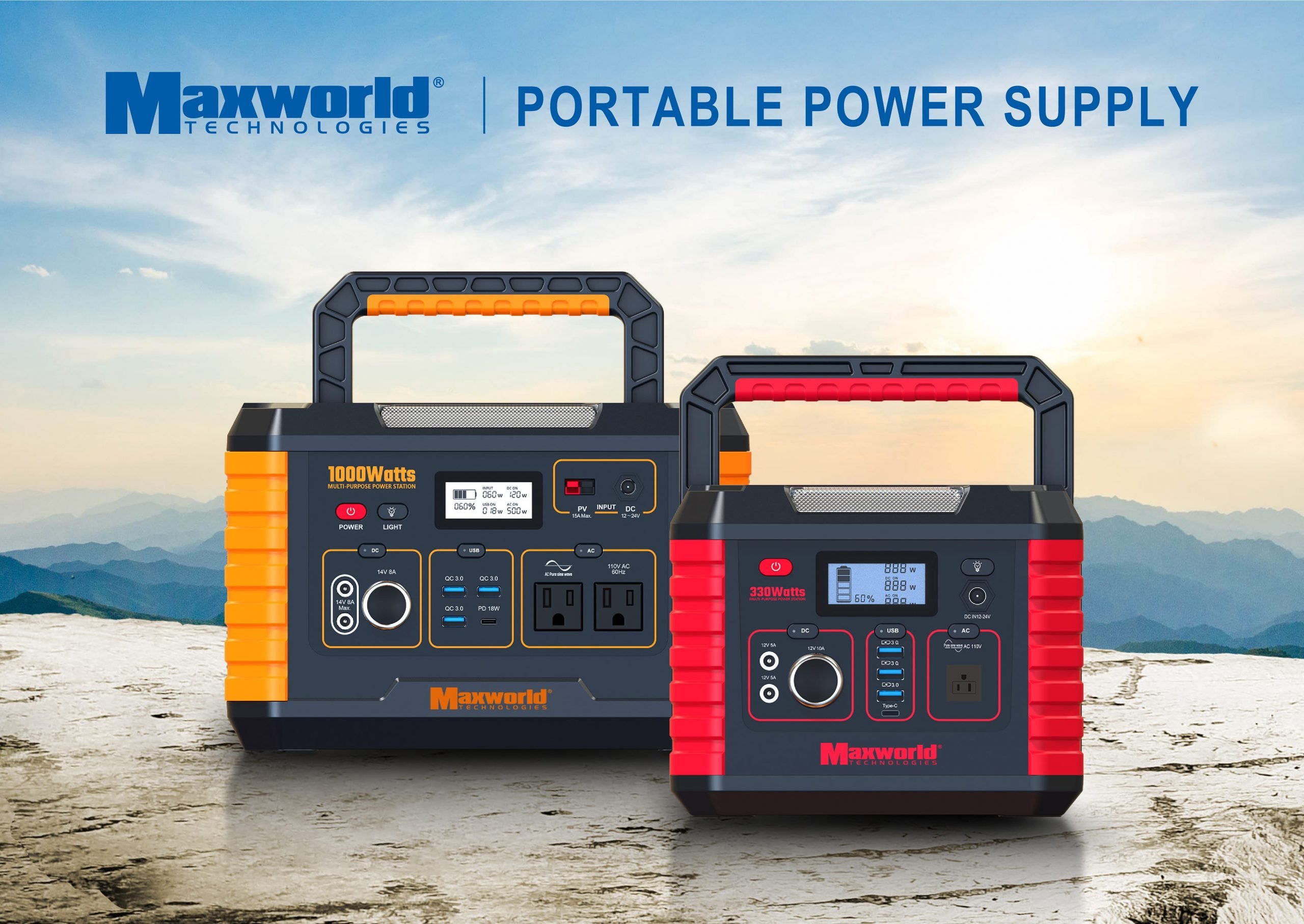 Portable Power Station 288.6Wh LiFePO4 Battery Pure Sine Wave for Outdoor Camping & Emergency Backup MAXWORLD