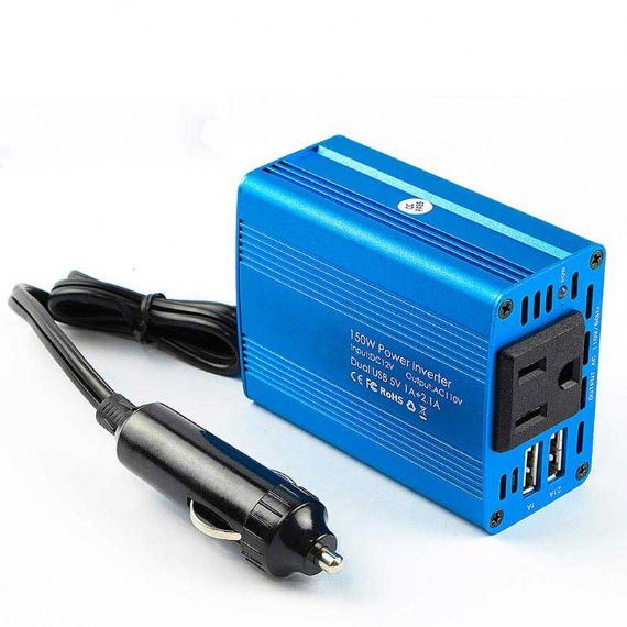 150W Auto Inverter 12V to 110V Dual USB Car Power Converter for Travel Camping Outdoor Use