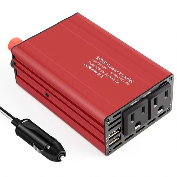300W Modified Sine Wave Inverter 12V to 110V/120V Dual AC USB Output for Car RV Camping Travel with Overload Protection