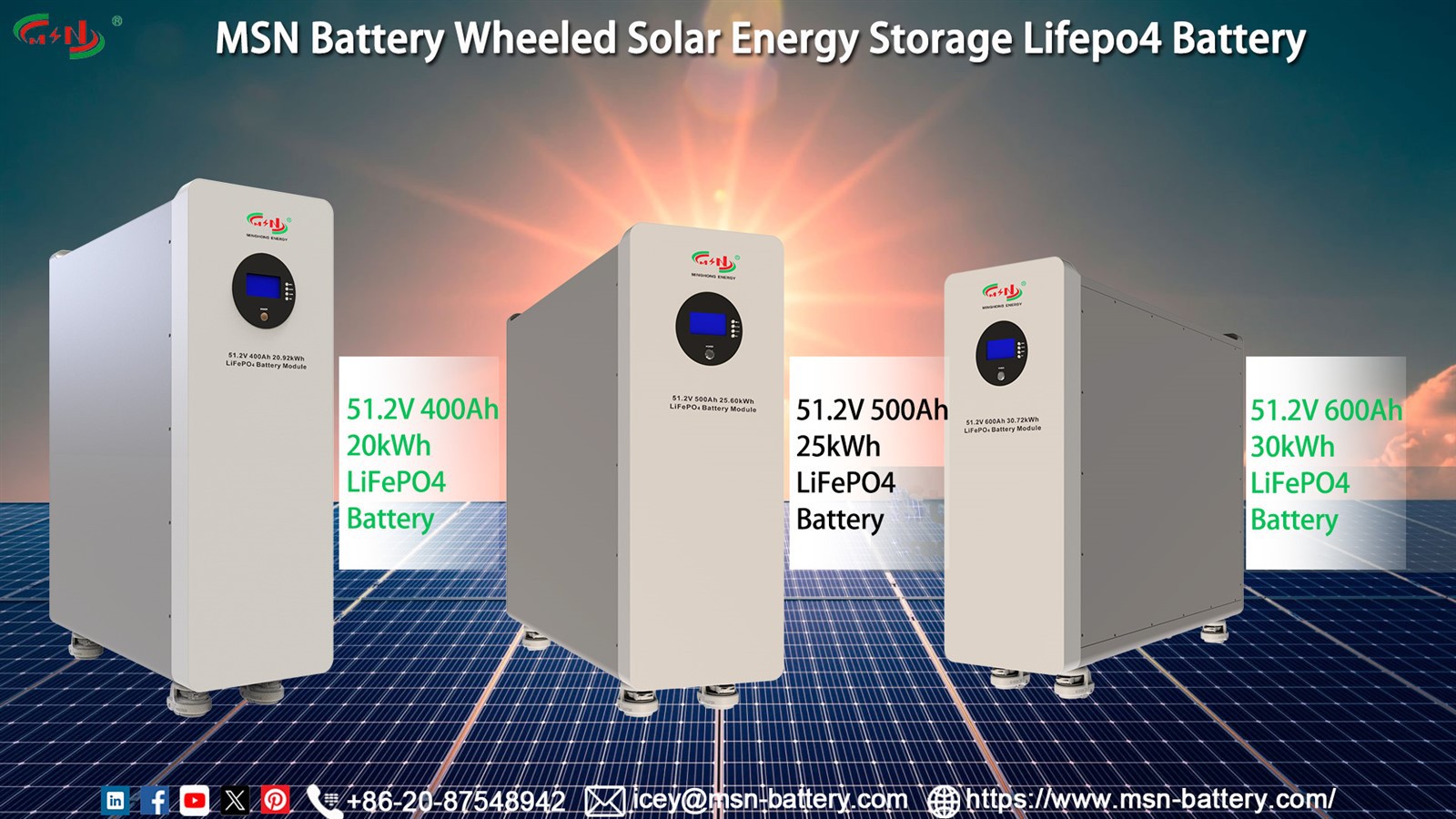51.2V 600Ah Wheeled LiFePO4 Energy Storage Battery High-Capacity Solar Home Backup Power System