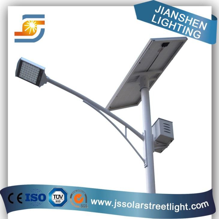 Pure White LED Lamp Highway/Road Solar Power LED Street Lighting with Lithium Battery and Polycrystalline Silicon Module for Outdoor Road Illumination Jiansheng