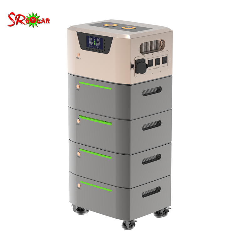 Srsolar Stacked Energy Storage LiFePO4 Battery 51.2V 48V 400Ah 20KWh with 5KW Solar Inverter Modular Design for Home and Commercial Use