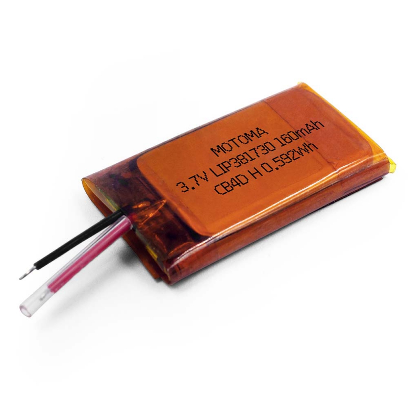 High Temperature LiPo Battery 3.7V 160mAh 0.592Wh High Energy Density, Low Internal Resistance for Wearables and IoT Devices