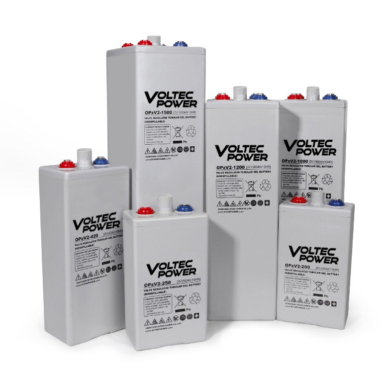 OPZV Tubular Gel Battery 2V 100-3000Ah Deep Cycle Long Life for Solar Telecom Backup Power VOLTEC