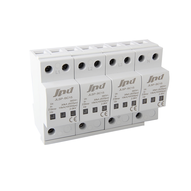 15ka 4P AC SPD Surge Lightning Protection Arrester 385V Iimp 15KA for Solar PV Systems Jinli