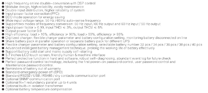 Static Converter 12-120kVA High Efficiency Online Double Conversion UPS for Renewable Energy and Industrial Applications