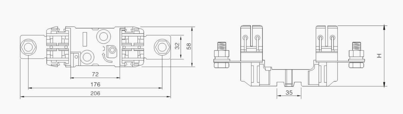 PV NH Fuse Base 1000 Vdc 400A NH00 NH1 NH2 NH3 Size for Solar Inverters and Combiner Boxes