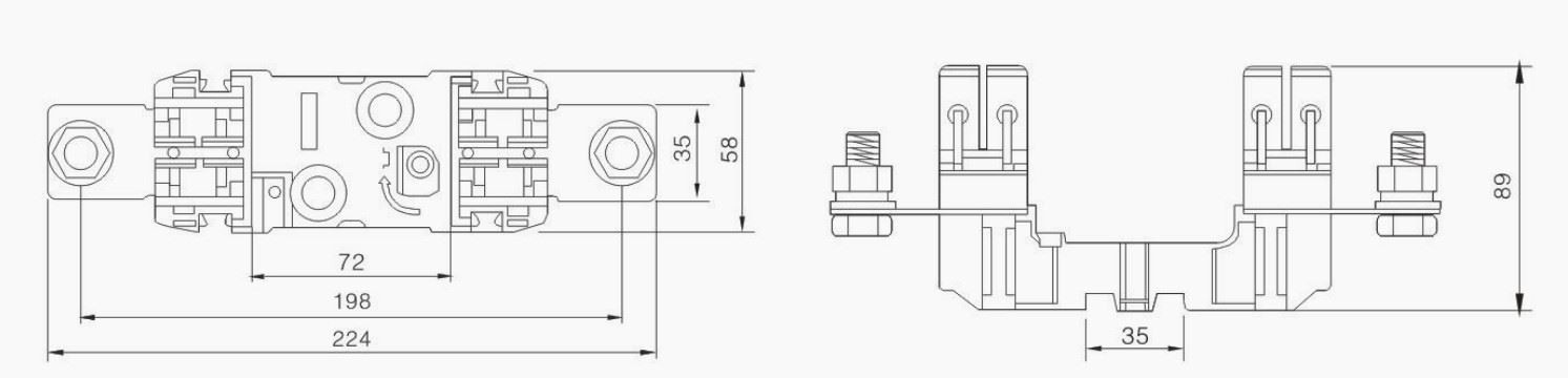 PV NH Fuse Base 1000 Vdc 400A NH00 NH1 NH2 NH3 Size for Solar Inverters and Combiner Boxes