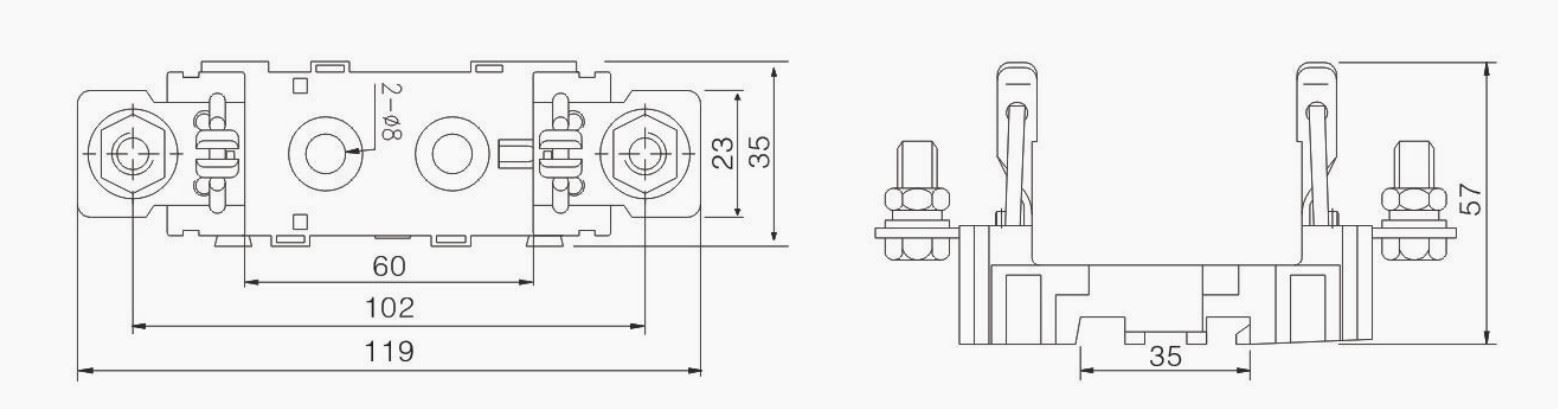 PV NH Fuse Base 1000 Vdc 400A NH00 NH1 NH2 NH3 Size for Solar Inverters and Combiner Boxes