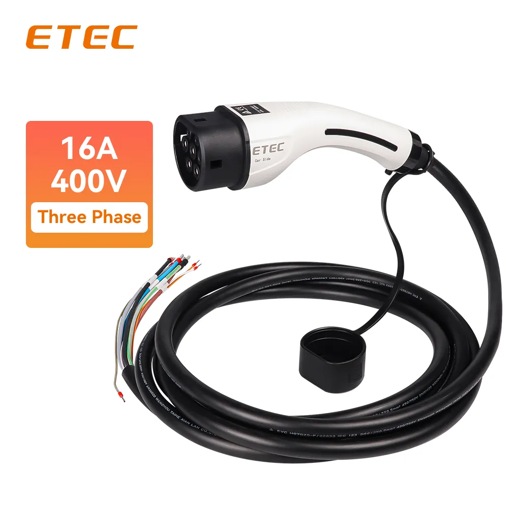 ETEC EKEP3-T2-16 Type 2 Female Plug 16A 400V 3-Phase 5M Charging Cable for EV Vehicle Charging Station