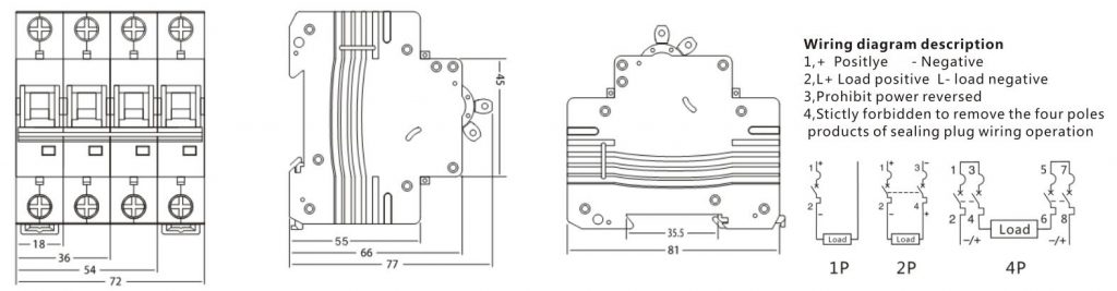 NKC1-63DC 3P/PV Minature Circiut Breaker 63A 1200VDC Arc-Proof Design for Solar Combiner Box & PV Systems Anson
