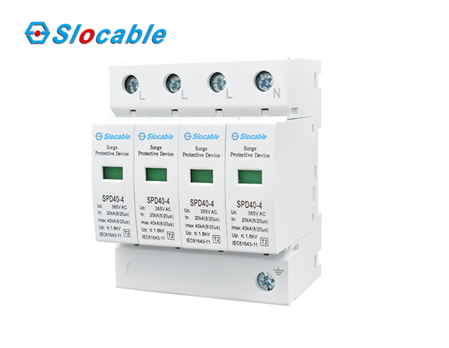 Type 2 AC Power Surge Protection Device 4 Pole Over-Current and Over-Heat Protection for TN-S/TN-C-S Systems Slocable