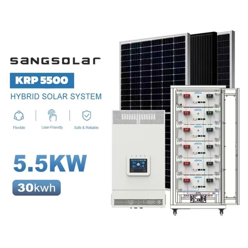 Sangsolar 5.5kw 10kw 48v 220v 230v 15kwh 30kwh Lithium Battery Off Grid Solar Power System Without Battery High-Frequency MPPT Hybrid Inverter for Home and Residential Use