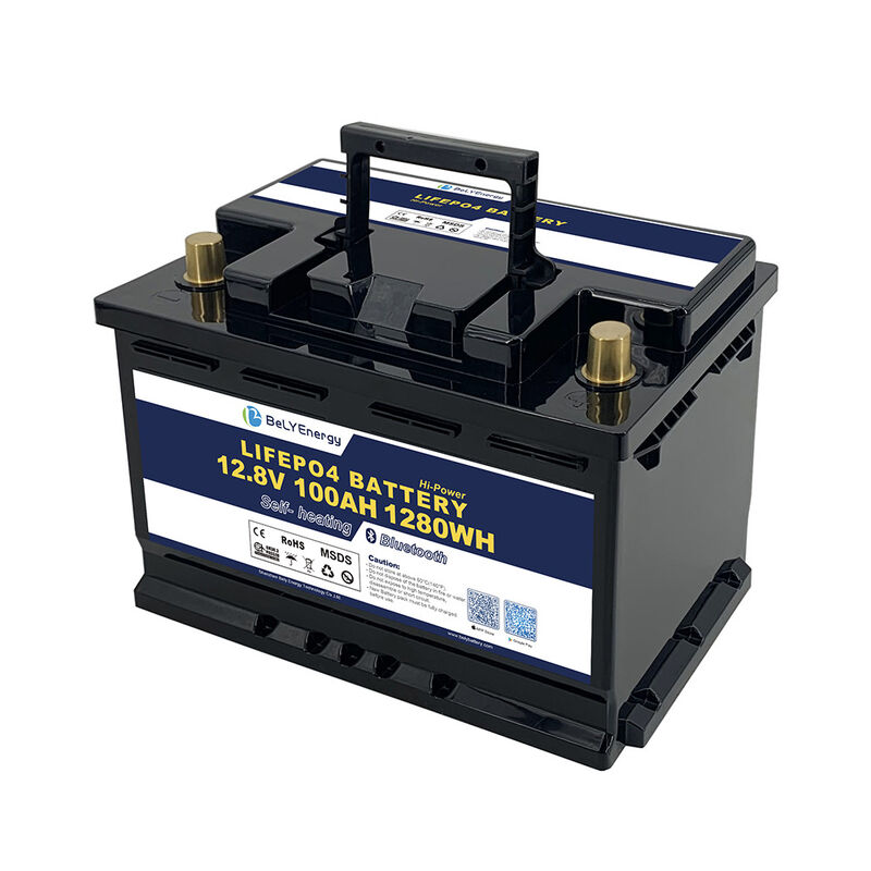 Electric Golf Cart Lithtech LiFePO4 Lithium Battery 12.8V 100Ah Rechargeable with IP65, Bluetooth & Self-Heating for Solar, E-Vehicles and Marine