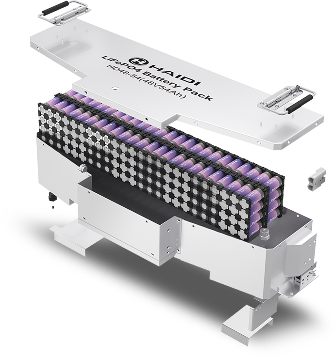 AGV Lithium Ion Smart Battery System 48V 54Ah Long Cycle Life for Warehouse Automation Haidi
