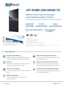 JUSTSOLAR Topcon Bifacial Mono Module Solar Panel JST-EAMH-(585-600)W-TD插图