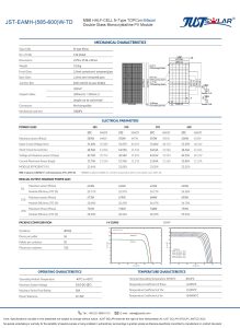 JUSTSOLAR Topcon Bifacial Mono Module Solar Panel JST-EAMH-(585-600)W-TD插图1